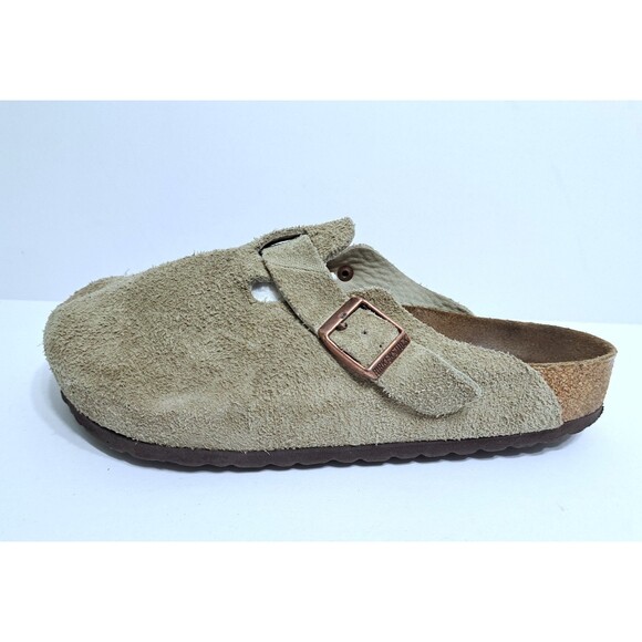 Birkenstock Boston Women's Size 9 Suede Taupe Clog Buckle Leather Slip On - Picture 3 of 10